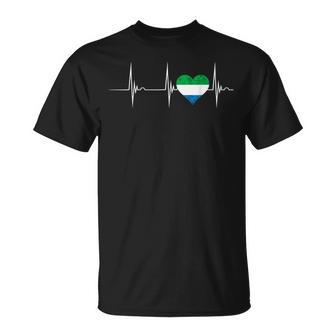 Sierra Leone Heartbeat Ekg Pulse Siera Leonean Roots T-Shirt - Monsterry UK