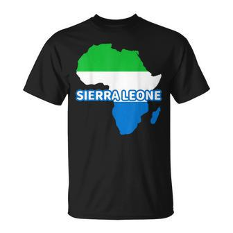 Sierra Leone Sierra Leonean Pride Flag Map Africa Print T-Shirt - Thegiftio UK