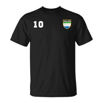 Sierra Leone Number 10 Soccer Flag Football Jersey Leonean T-Shirt - Monsterry UK