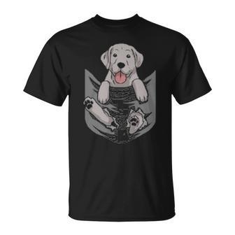 Silver Labrador Lab Hang Out In My Pocket Puppy Dog T-Shirt | Mazezy