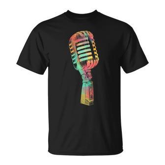Singer Vocalist Colorful Studio Microphone T-Shirt - Monsterry