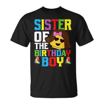 Sister Of The Birthday Boy Building Blocks Master Builder T-Shirt - Monsterry DE
