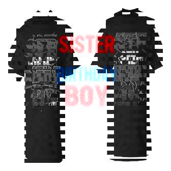 Sister Of The Birthday Boy Matching Family Spider Web T-Shirt - Seseable