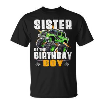 Sister Of The Birthday Boy Monster Truck Birthday Family T-Shirt - Seseable
