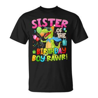 Sister Birthday Boy Rawr Dinosaur Birthday Party Decorations T-Shirt - Thegiftio UK