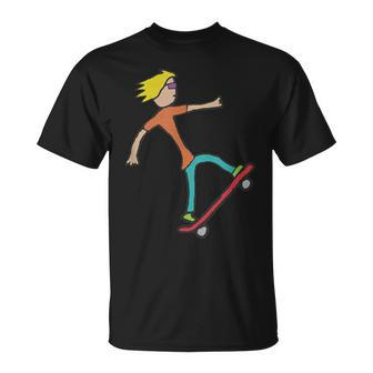 Skateboarding Stickman Skateboard T-Shirt - Monsterry