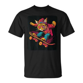 Skating Cat With Cool Skateboard Costume T-Shirt - Thegiftio UK