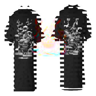 Skeleton Bunny Basket Hippie Eggs Rabbit Carrot Easter Day T-Shirt - Seseable