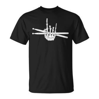 Skeleton Hand Drumsticks Cool Drummer Drum Sticks T-Shirt - Monsterry DE