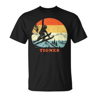 Ski Tignes France Vintage Snow Skiing Vacation T-Shirt - Monsterry