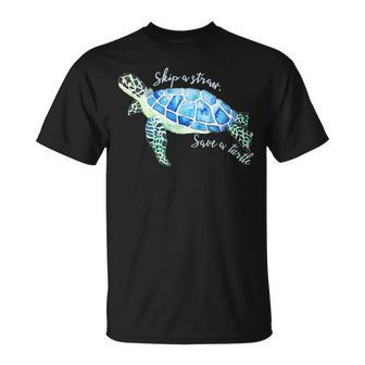 Skip A Straw Save A Sea Turtle Lover Dad Mom T-Shirt - Monsterry