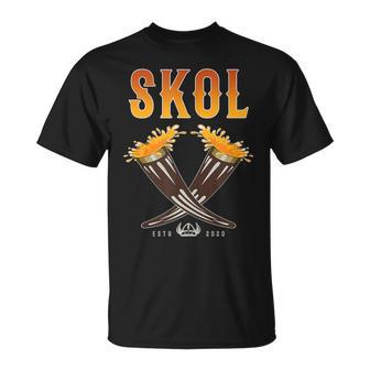 Skol Vikings Drinking Horn Nordic Scandinavia T-Shirt - Monsterry