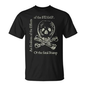 Skull Crossbones O The Fatal Stamp Beige T-Shirt - Monsterry AU