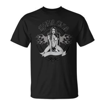 Skull Motorcycle Biker Babe Hot Chick Sexy Flames T-Shirt - Monsterry UK