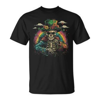 Skull Skeleton Leprechaun St Patrick's Day Saint Paddy's T-Shirt - Seseable