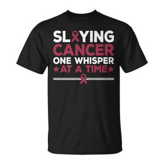 Slaying Cancer One Whisper At A Time Throat Cancer Awareness T-Shirt | Mazezy AU