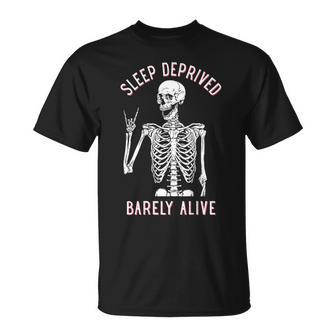 Sleep Deprived Barely Alive Skull T-Shirt - Seseable