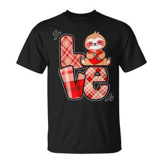 Sloth Love Holding Heart Valentines Day Cute Animal Lover T-Shirt - Monsterry DE