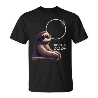 Sloth Watching Eclipse Total Solar Eclipse 2024-04-08 T-Shirt - Thegiftio UK