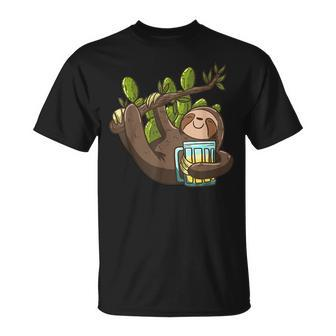 Smiling Sloth Beer Cactus Lazy Animal Sloth Lover T-Shirt - Monsterry DE