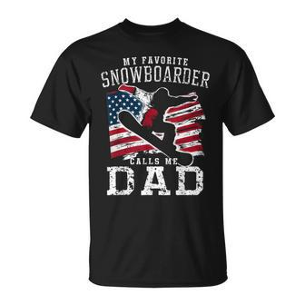 Snowboarding Dad Us Flag Patriotic Father's Day Graphic T-Shirt - Thegiftio UK