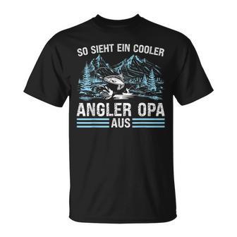 So Sieht ein Cooler Angler Opa Aus T-Shirt Schwarz für Männer - Seseable