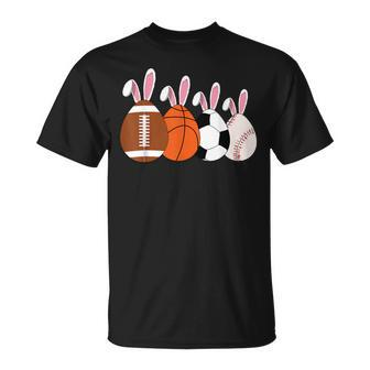 Soccer Basketball Baseball Football Sports Easter Rabbits T-Shirt | Mazezy