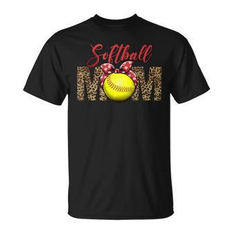 Softball Baseball Mom Leopard Mother's Day T-Shirt - Monsterry