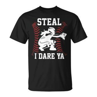 Softball Catcher Steal I Dare Ya Girl Player T-Shirt - Monsterry DE