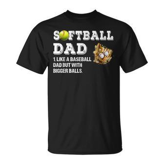 Softball Dad Like A Baseball Dad But With Bigger Balls T-Shirt - Monsterry UK
