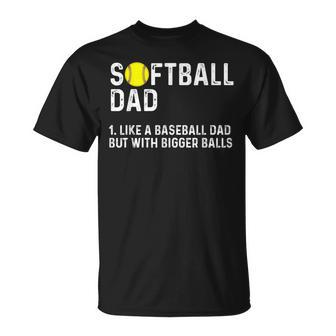 Softball Dad Like A Baseball But With Bigger Balls T-Shirt - Monsterry UK