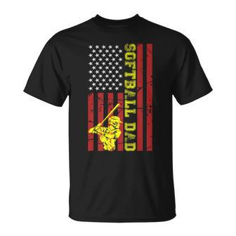 Softball Dad Usa American Flag Father's Day Outfit Men T-Shirt - Thegiftio UK