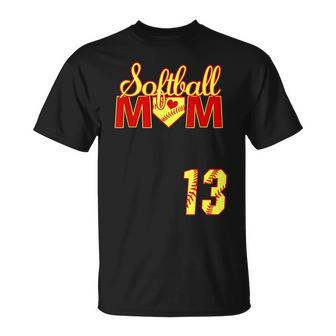 Softball Mom Mother's Day 13 Fastpitch Jersey Number 13 T-Shirt - Monsterry