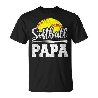 Softball Papa Softball Player Game Day Father's Day T-Shirt - Seseable