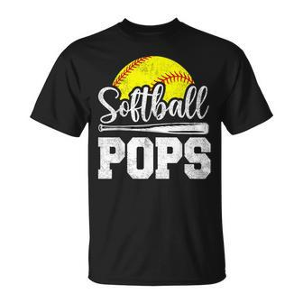 Softball Pops Softball Player Game Day Father's Day T-Shirt - Seseable