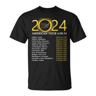 Solar Eclipse 2024 American Tour 2024 Totality Total Usa Map T-Shirt | Mazezy