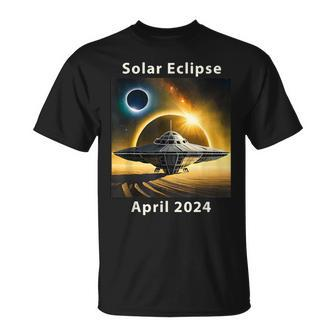 Solar Eclipse 2024 April Ufo Flying Saucer Spaceship 4824 T-Shirt | Mazezy UK