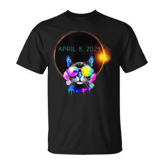 Solar Eclipse 2024 Cat Wearing Glasses April 8 2024 Totality T-Shirt | Mazezy