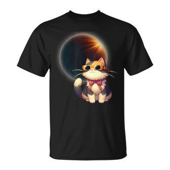 Solar Eclipse 2024 Cat Wearing Solar Eclipse Glasses T-Shirt - Monsterry