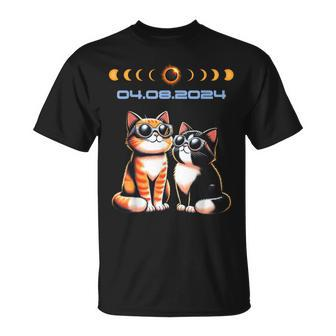 Solar Eclipse 2024 Cats Wearing Solar Eclipse Glasses T-Shirt - Monsterry UK