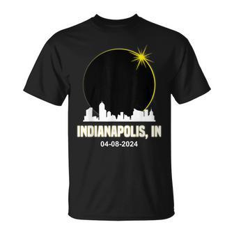 Solar Eclipse 2024 Indianapolis Skyline Indiana Eclipse T-Shirt - Monsterry UK