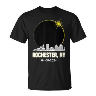 Solar Eclipse 2024 Rochester Skyline New York Solar Eclipse T-Shirt | Mazezy