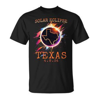 Solar Eclipse 2024 Texas Usa State Totality Path Souvenir T-Shirt - Monsterry