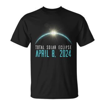 Solar Eclipse 40824 Totality 2024 Astronomy Blue Grunge T-Shirt | Mazezy