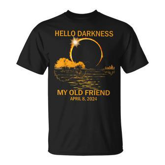 Solar Eclipse April 08 2024 Hello Darkness My Old Friend T-Shirt | Mazezy DE
