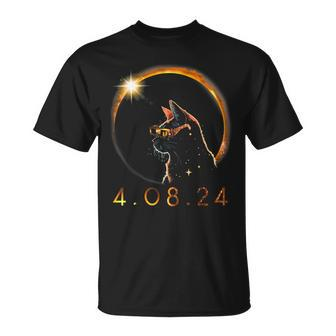 Solar Eclipse April 8 2024 Cat With Solar Eclipse Glasses T-Shirt | Mazezy