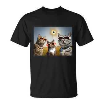 Solar Eclipse Cats Wear Solar Eclipse Glasses Totality 2024 T-Shirt - Seseable
