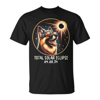 Solar Eclipse German Shepherd Wearing Glasses April 8 2024 T-Shirt - Monsterry