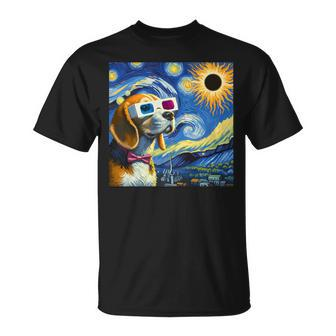 Solar Eclipse Glasses 2024 Van Gogh Starry Night Beagle T-Shirt - Thegiftio UK
