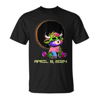 Solar Eclipse Highland Cow Wearing Solar Eclipse Glasses T-Shirt | Mazezy